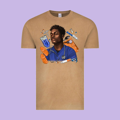 Afro Man Nurse Vintage Tee Designed By Texasbilliewilder