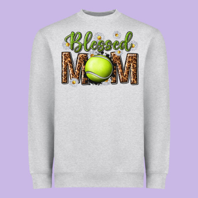 Heavyweight Sweatshirt blessed mom with tennis and daisy