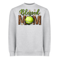 Heather Grey blessed mom with tennis and daisy Heavyweight Sweatshirt - texasbilliewilder
