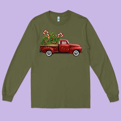 Christmas Trees Truck Long Sleeve Tee Designed By Fadigitalartstudio