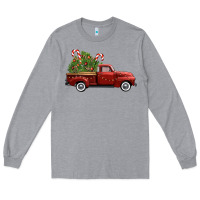 Heather Grey christmas trees truck Long Sleeve Tee - FaDigitalArtStudio