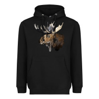 Black moose buck deer head Heavyweight Hoodie - LillyAllenDesigns
