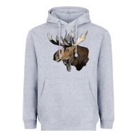 Heather Grey moose buck deer head Heavyweight Hoodie - LillyAllenDesigns