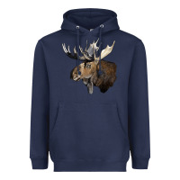Navy moose buck deer head Heavyweight Hoodie - LillyAllenDesigns