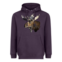 Plum moose buck deer head Heavyweight Hoodie - LillyAllenDesigns