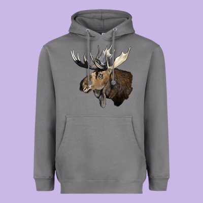Moose Buck Deer Head Heavyweight Hoodie Designed By Lillyallendesigns