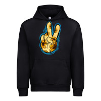 Black Yellow Glitter Sunflower Peace Sign Urban Hoodie - Jasminsmagicworld
