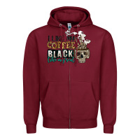 Burgundy i like my coffee black like my soul Zipper Hoodie - Jasminsmagicworld