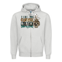 Dove Grey i like my coffee black like my soul Zipper Hoodie - Jasminsmagicworld