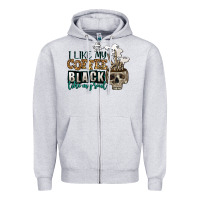 Heather Grey i like my coffee black like my soul Zipper Hoodie - Jasminsmagicworld