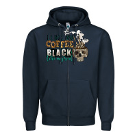 Navy i like my coffee black like my soul Zipper Hoodie - Jasminsmagicworld