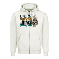 Oatmeal Heather i like my coffee black like my soul Zipper Hoodie - Jasminsmagicworld