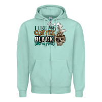 Seafoam i like my coffee black like my soul Zipper Hoodie - Jasminsmagicworld