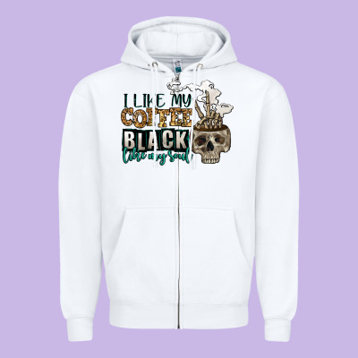 I Like My Coffee Black Like My Soul Zipper Hoodie Designed By Jasminsmagicworld