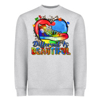 Heather Grey different is beautiful Heavyweight Sweatshirt - Zillion Design Studio