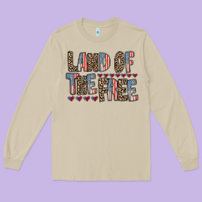 Land Of The Free Long Sleeve Tee Designed By Racoondesign