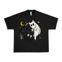 Black Ghost Cats with Balance Halloween Urban Heavy Tee - texasbilliewilder