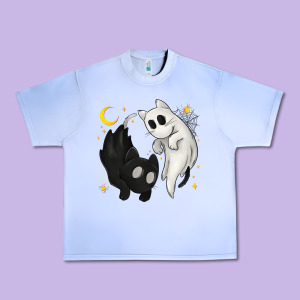 Ghost Cats With Balance Halloween Urban Heavy Tee Designed By Texasbilliewilder