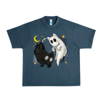 Midnight Navy Ghost Cats with Balance Halloween Urban Heavy Tee - texasbilliewilder
