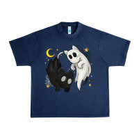 Navy Ghost Cats with Balance Halloween Urban Heavy Tee - texasbilliewilder
