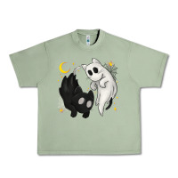 Oil Green Ghost Cats with Balance Halloween Urban Heavy Tee - texasbilliewilder