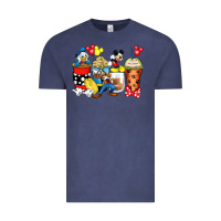 Vintage Denim cartoon characters coffee cups Vintage Tee - Zillion Design Studio