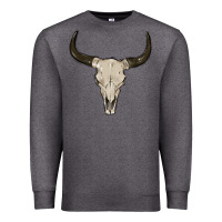 Charcoal Heather cow skul Premium Sweatshirt - MaliasSmallBusiness