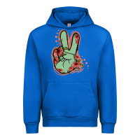 Cobalt Green Glitter Floral Peace Sign Urban Hoodie - Jasminsmagicworld