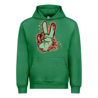 Emerald Green Glitter Floral Peace Sign Urban Hoodie - Jasminsmagicworld
