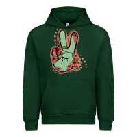 Forest Green Green Glitter Floral Peace Sign Urban Hoodie - Jasminsmagicworld