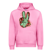 Fuchsia Pink Green Glitter Floral Peace Sign Urban Hoodie - Jasminsmagicworld