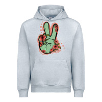 Heather Grey Green Glitter Floral Peace Sign Urban Hoodie - Jasminsmagicworld