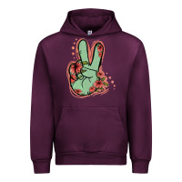 Mauve Wine Green Glitter Floral Peace Sign Urban Hoodie - Jasminsmagicworld
