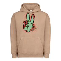 Pigment Burro Green Glitter Floral Peace Sign Urban Hoodie - Jasminsmagicworld