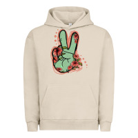 Pigment French Oak Green Glitter Floral Peace Sign Urban Hoodie - Jasminsmagicworld