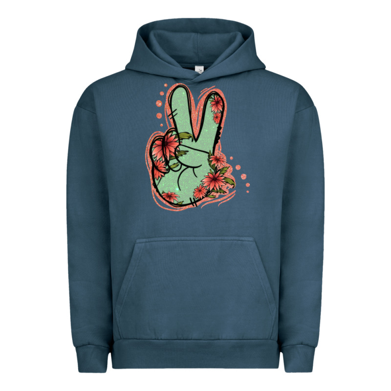 Green Glitter Floral Peace Sign Urban Hoodie by Jasminsmagicworld | Teevron
