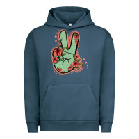 Pigment Midnight Navy Green Glitter Floral Peace Sign Urban Hoodie - Jasminsmagicworld