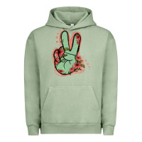 Pigment Oil Green Green Glitter Floral Peace Sign Urban Hoodie - Jasminsmagicworld