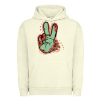 Pigment Pistachio Green Glitter Floral Peace Sign Urban Hoodie - Jasminsmagicworld