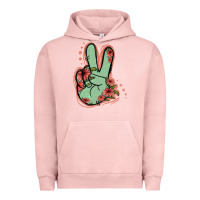 Pigment Salmon Green Glitter Floral Peace Sign Urban Hoodie - Jasminsmagicworld