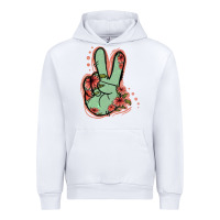 White Green Glitter Floral Peace Sign Urban Hoodie - Jasminsmagicworld