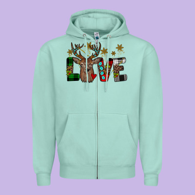 Love Christmas Zipper Hoodie Designed By Jahusdesignshop