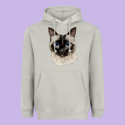 Siamese Face Heavyweight Hoodie Designed By Lillyallendesigns