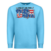 Ocean Blue land of the free usa Premium Sweatshirt - MaliasSmallBusiness