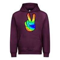 Mauve Wine rainbow peace sign Urban Hoodie - Jasminsmagicworld