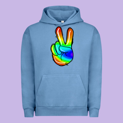 Rainbow Peace Sign Urban Hoodie Designed By Jasminsmagicworld