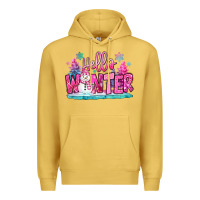 Antique Gold hello winter pink snowman Premium Hoodie - MaliasSmallBusiness