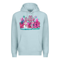 Blue Mist hello winter pink snowman Premium Hoodie - MaliasSmallBusiness