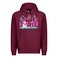 Burgundy hello winter pink snowman Premium Hoodie - MaliasSmallBusiness