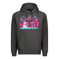 Charcoal Heather hello winter pink snowman Premium Hoodie - MaliasSmallBusiness
